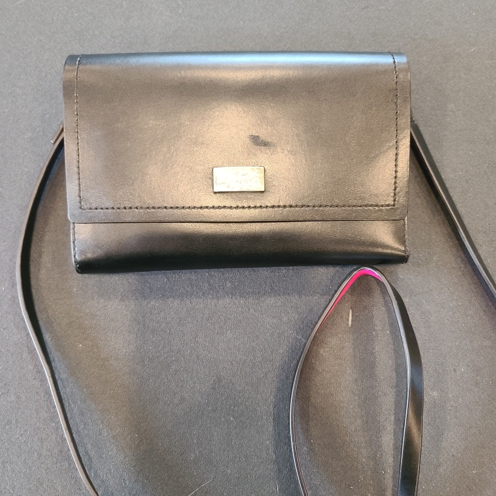 kate spade black wallet with pink interior pre loved